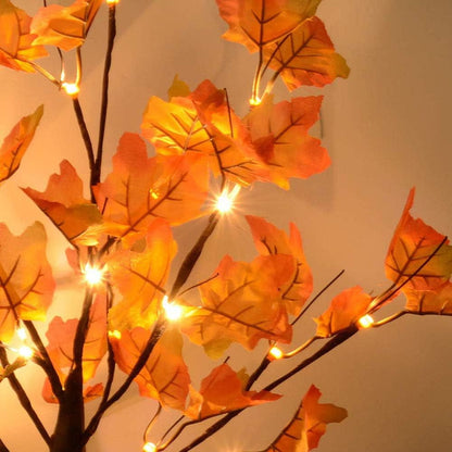 TETOU Artificial Fall Lighted Maple Tree Battery Operated 24 LED Thanksgiving Decorations Table Lights for Wedding Party Gifts Indoor Outdoor Autumn Harve'st Home Decor
