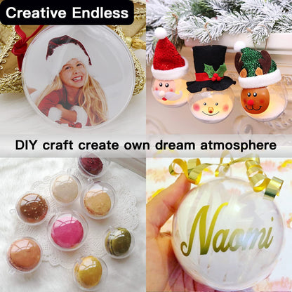 TETOU 10Pcs Christmas Ornaments Balls, 80mm Clear Plastic Fillable Ornament for Crafts, Clear Acrylic DIY Ornaments for Christmas Tree Holiday Wedding Party Home Hanging Decor