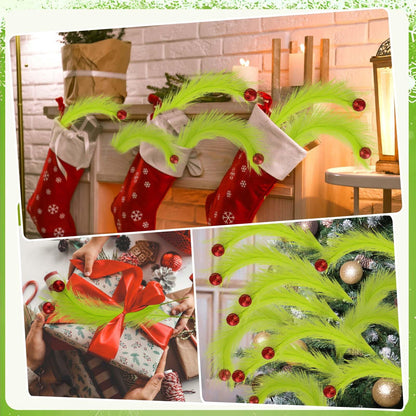 TETOU 16 Pcs Christmas Tree Topper,17'' Red Green Curly Stems Christmas Tree Ornaments for Christmas Tree Home Office Wreath Craft Decorations