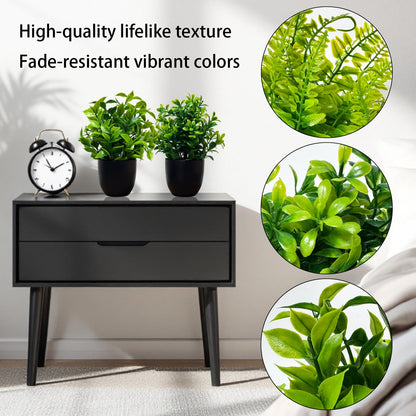 4 Packs Artificial Plants Green Fake Plants Mini Faux Plants in Black Pot for Bathroom Home Decor Indoor