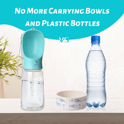 TETOU Dog Water Bottle, Leak Proof Portable Puppy Water Dispenser with Drinking Feeder for Pets Outdoor Walking Hiking Travel Food Grade Plastic