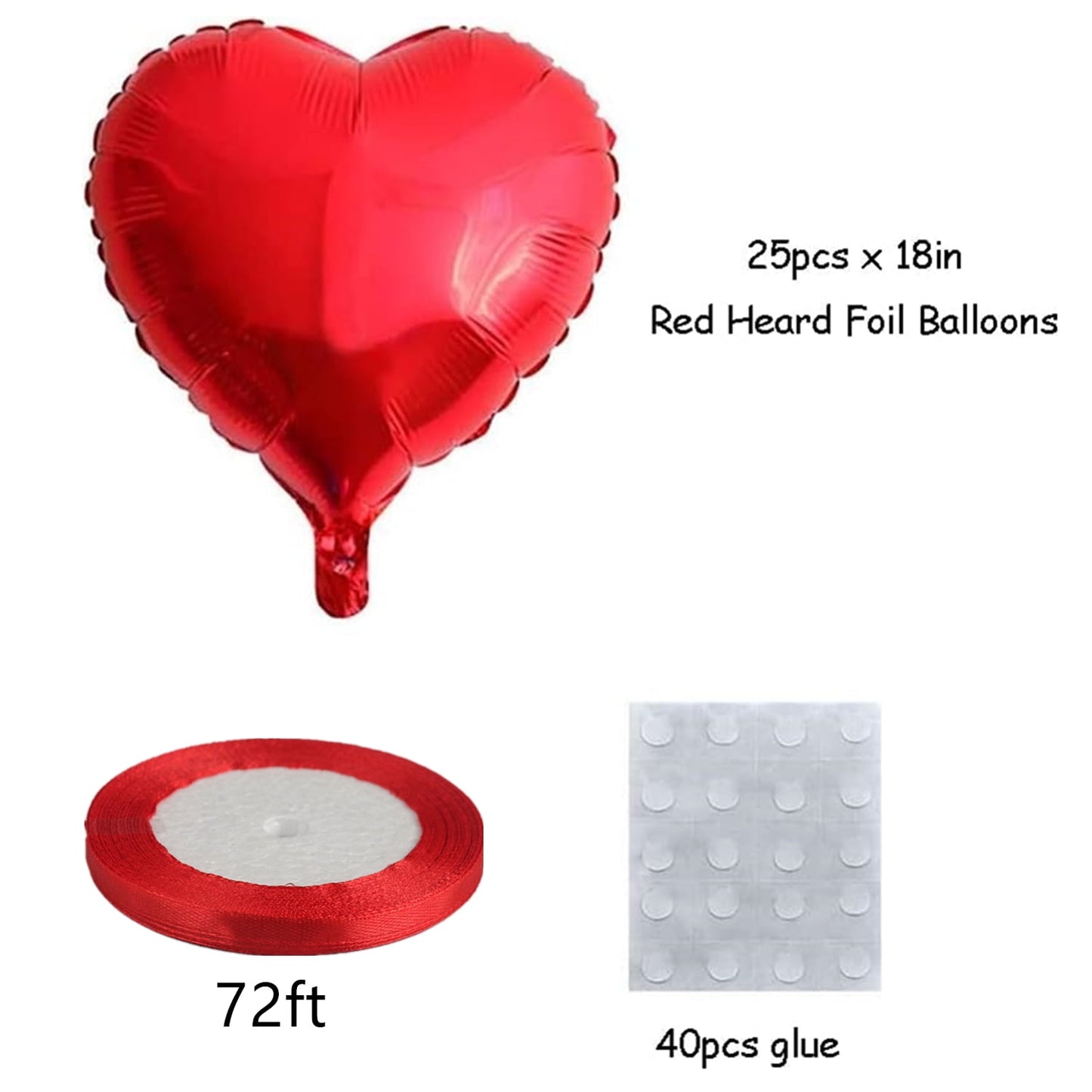 TETOU 25pcs Heart Shape Balloon Foil Mylar Balloons Red 18" Valentine's Day Birthday Wedding Balloon Decor