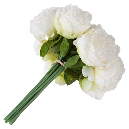 TETOU 2pack 10Heads Artificial Peony Silk Flower Fake Peony Bouquet for Wedding Party Decor - Cream White