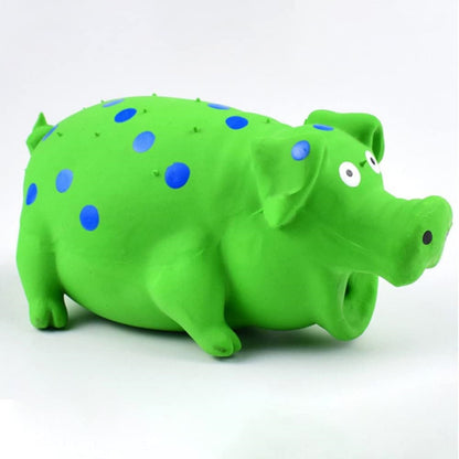 TETOU Squeaky Pig Dog Toy, Small Breed Dog Latex Chew Toys Natural Rubber Pig Sound Play Toy for Interactive Dog Playing Emulsion the Dog - Green