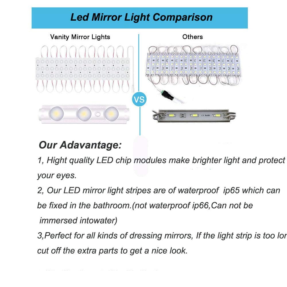 TETOU Led Vanity Mirror Lights 10ft Dimmable Touch Control Lights Strip Makeup Dressing Table & Bathroom Mirror