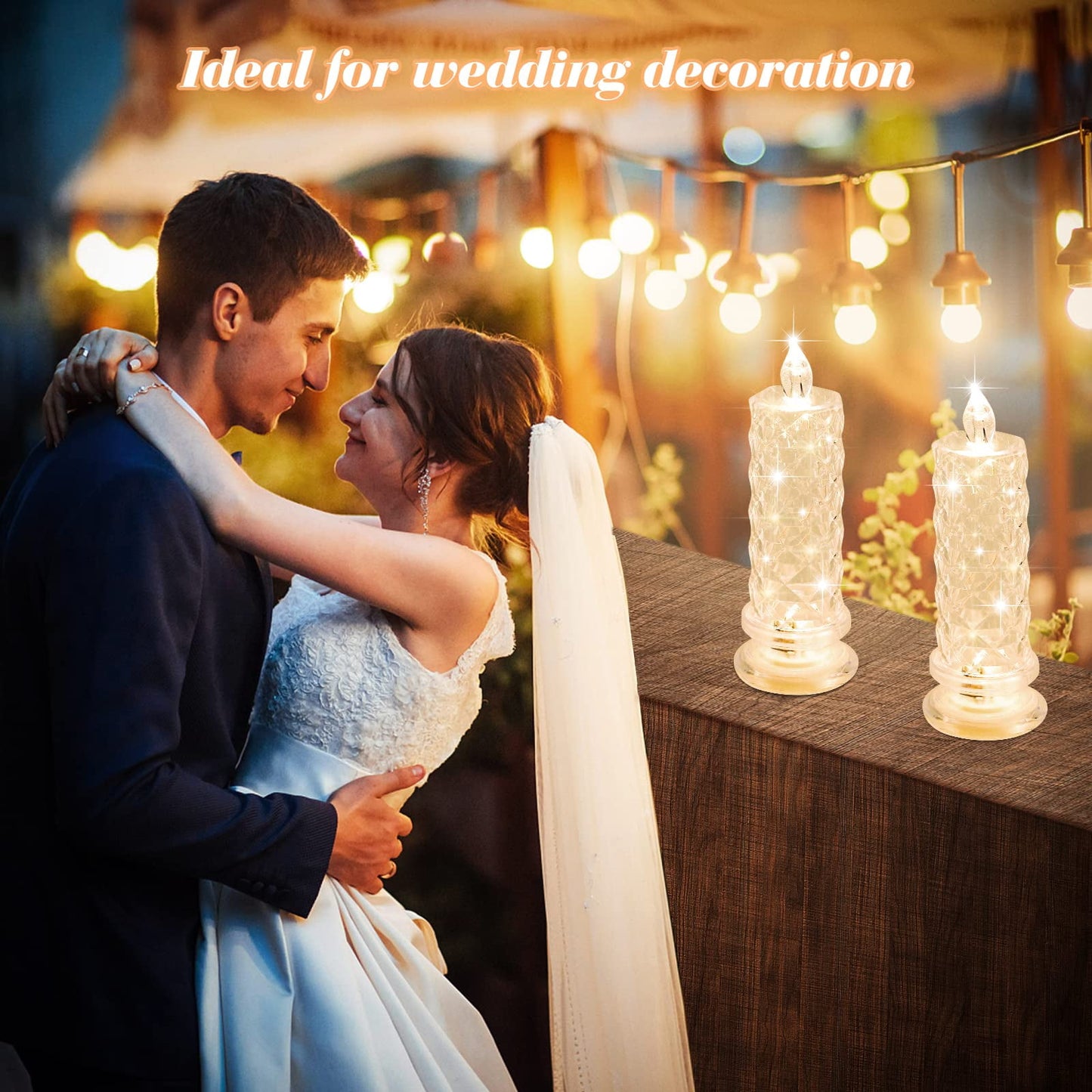 TETOU 4pcs LED Flameless Candles Rose Shadow Romantic Battery Operated Candle Valentine's Day Wedding Centerpieces Decor
