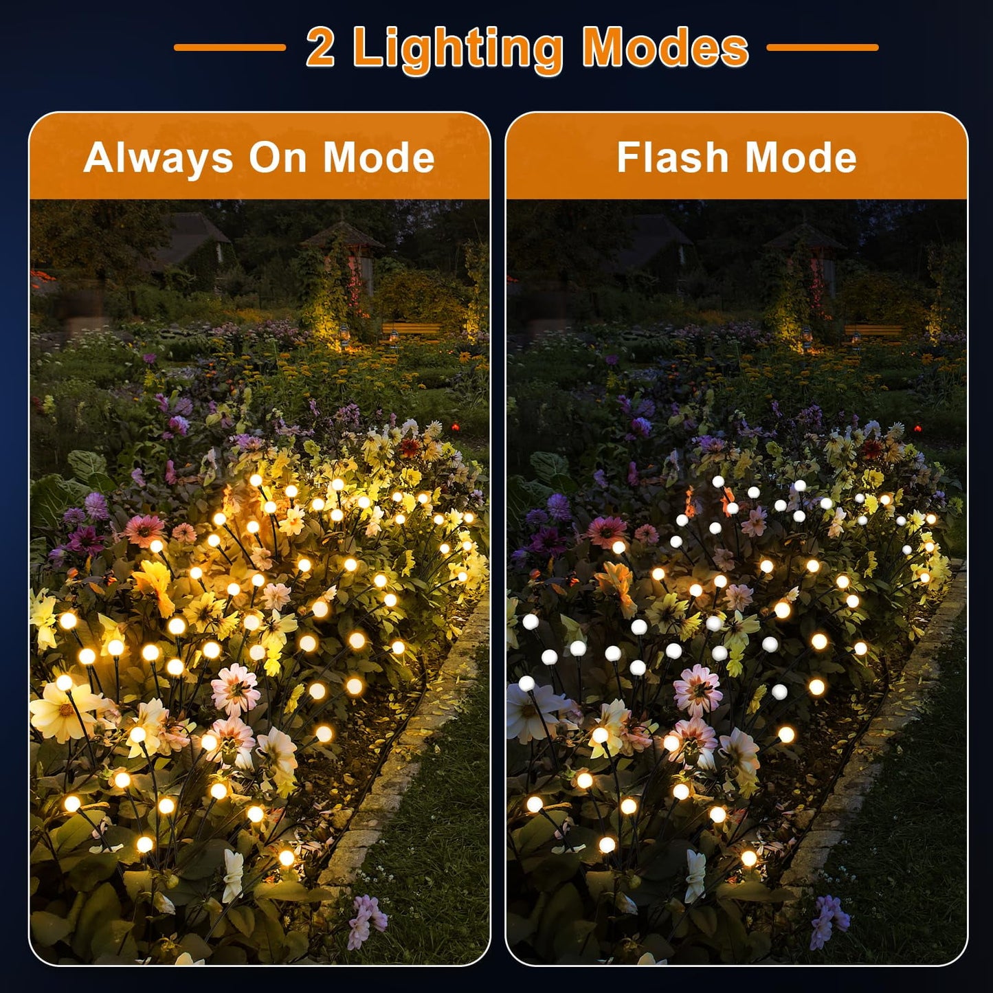 TETOU 4 Pack Solar Garden Lights Waterproof Swaying Solar Firefly String Light for Christmas Pathway Landscape Patio Decor