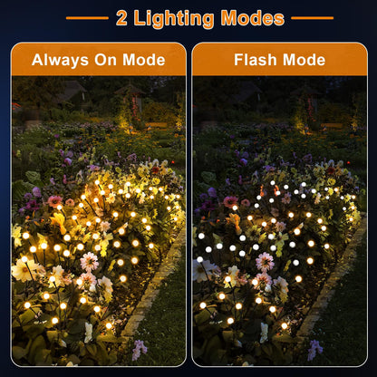 TETOU 4 Pack Solar Garden Lights Waterproof Swaying Solar Firefly String Light for Christmas Pathway Landscape Patio Decor