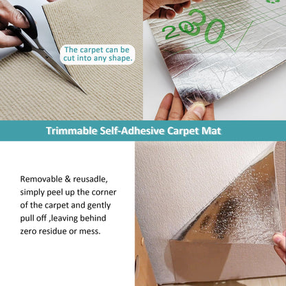 TETOU 15.8*78.7" Cat Scratching Mat with Self-Adhesive Trimmable, Replacement for Cat Tree Shelf Shelves, Cat Scratch Carpet for Indoor Cats - Beige