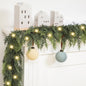 TETOU Christmas Cedar Garland with Lights,Artificial Realistic Cedar Pine Needles Greenery Garland for Christmas Holiday Winter Wall Mantle Fireplace Table  Indoor Decor