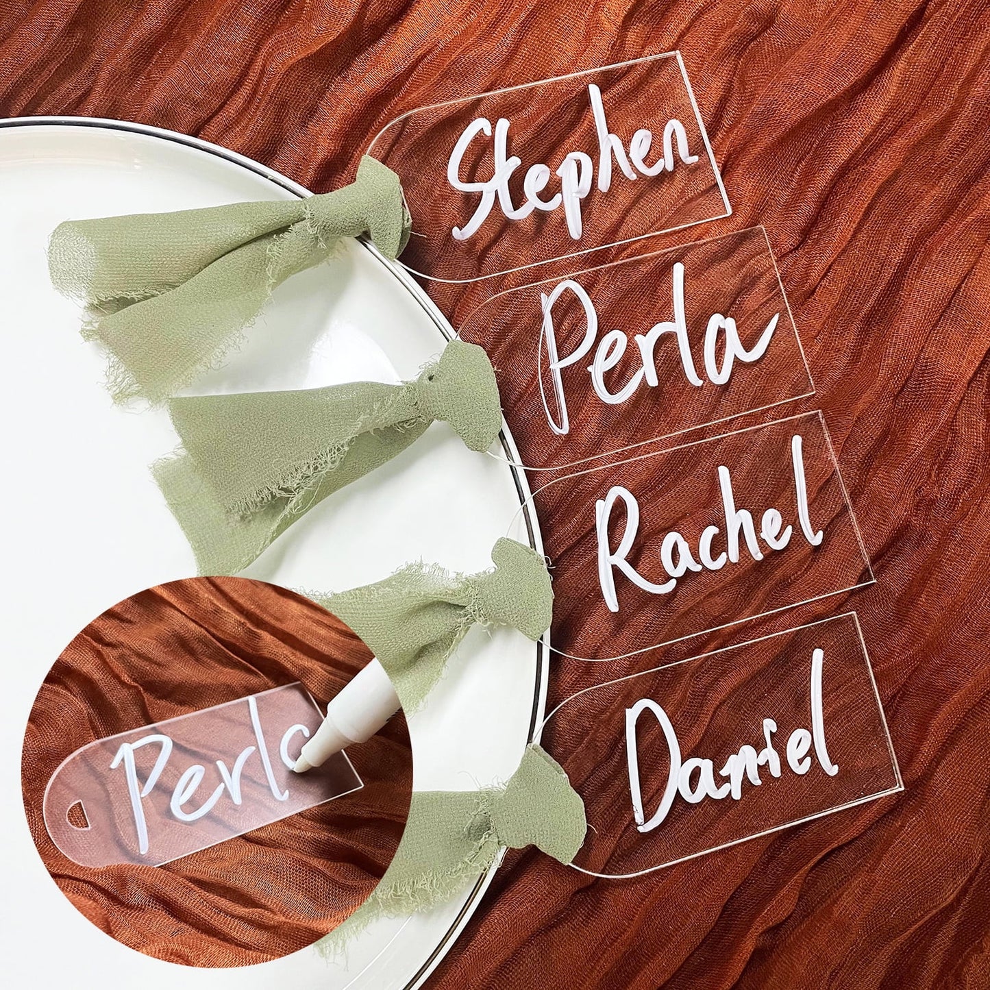TETOU 50Pcs Acrylic Place Card for Wedding Frosting Acrylic Table Seating Cards Wedding Supplies