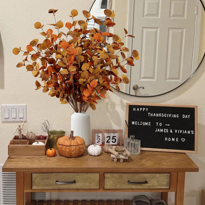 TETOU 6Pcs 26.7" Artificial Fall Eucalyptus Stems, Eucalyptus Leaf Greenery Stems Fake Plants Floral for Vase Filler Home Party Fall Thanksgiving Halloween Indoor Decoration