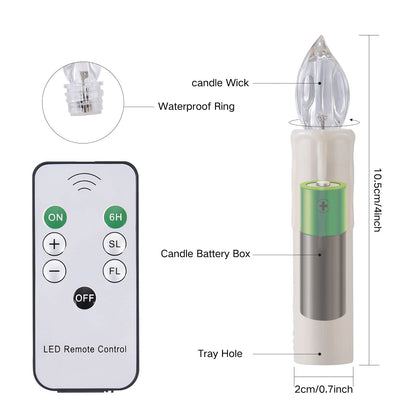 TETOU Flameless Candles Christmas Tree Decor Led Flickering Lights Battery Operated with Remote Timer/Clips Christmas Trees Decor
