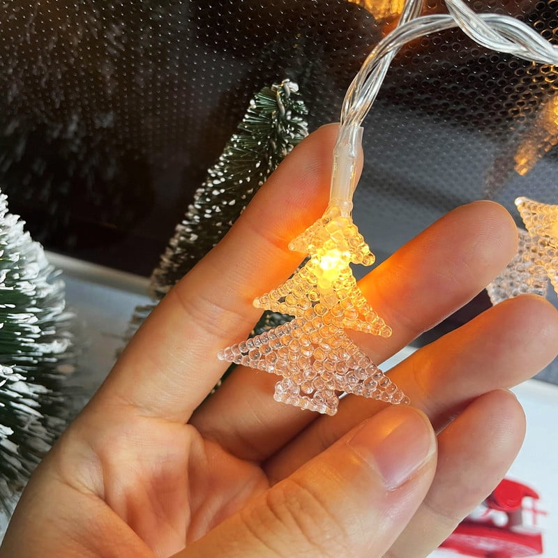 TETOU Christmas Decorations Lights,20 Ft 40 LED Christmas Tree Snowflakes String Lights Battery Operated Fairy Lights for Bedroom Room Party Home Xmas Tree Indoor Outdoor Decorations