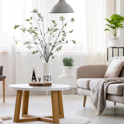 TETOU 38" Green Artificial Ficus Branches, 4 Pcs Fake Greenery Stems Faux Eucalyptus Stems Fake Maple Twigs for Home Indoor Office Wedding Vase Filler Decoration
