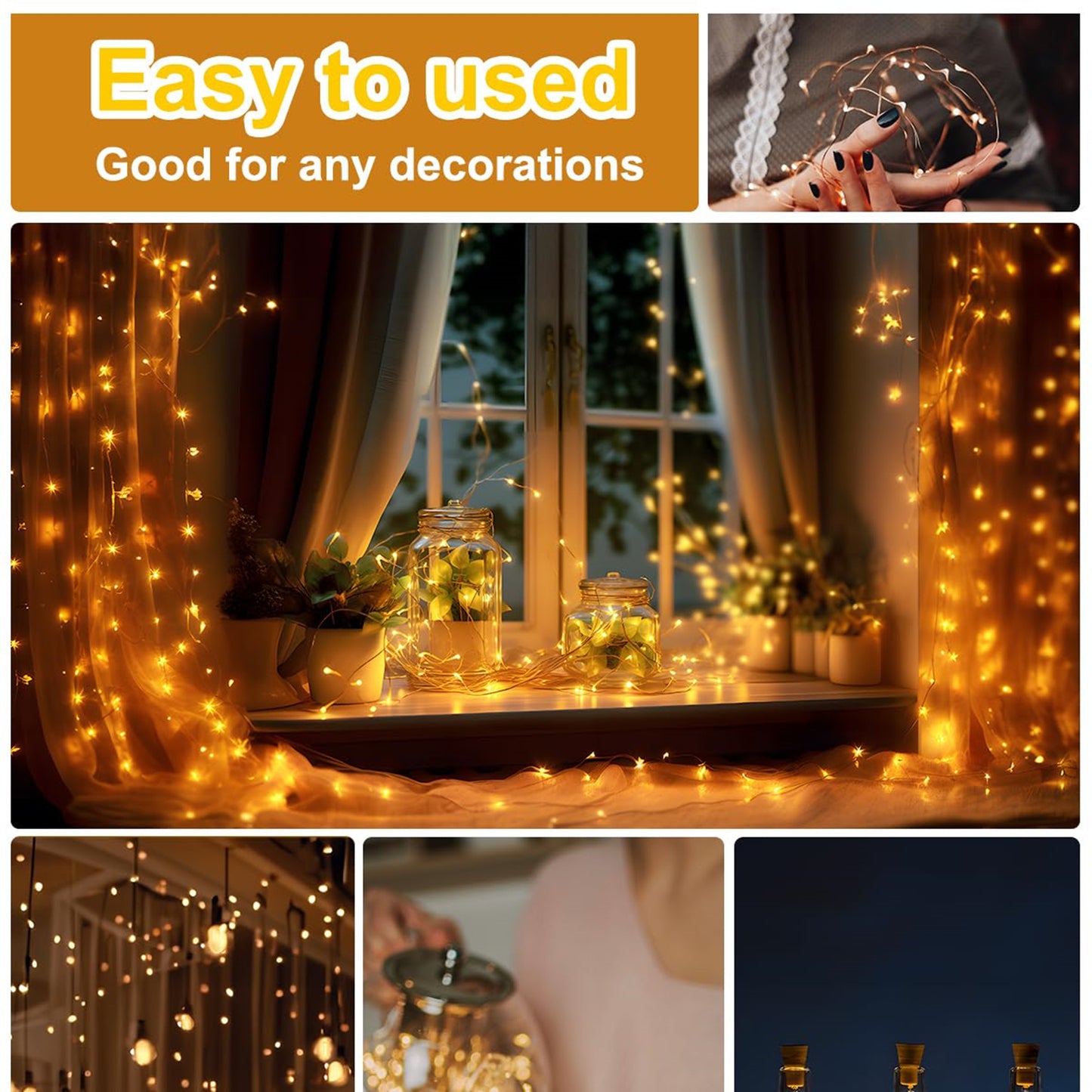 TETOU 12pcs Fairy Lights Battery Operated 7.2ft 20 LED Waterproof Mini String Light Mason Jar Wedding Home Decor