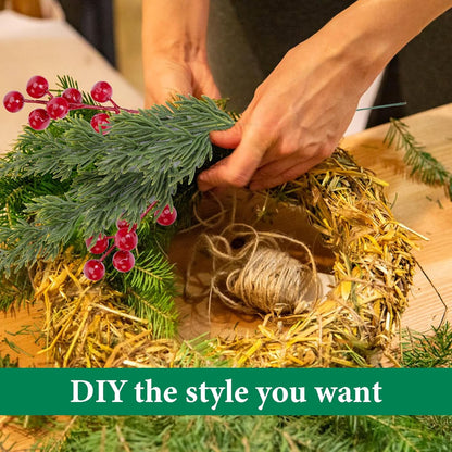 TETOU Christmas Artificial Pine Branches & Artificial Red Berry Stems, Norfolk Pine Needles Picks for DIY Christmas Decoration Xmas Garland Fake Greenery Decor Indoor