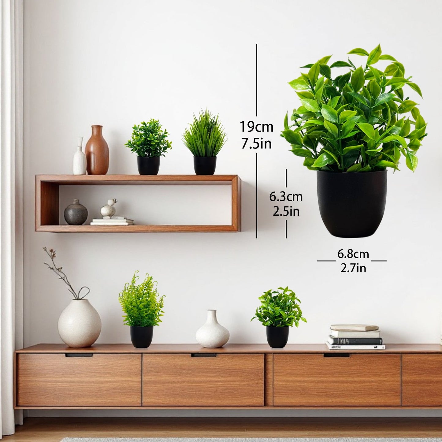4 Packs Artificial Plants Green Fake Plants Mini Faux Plants in Black Pot for Bathroom Home Decor Indoor