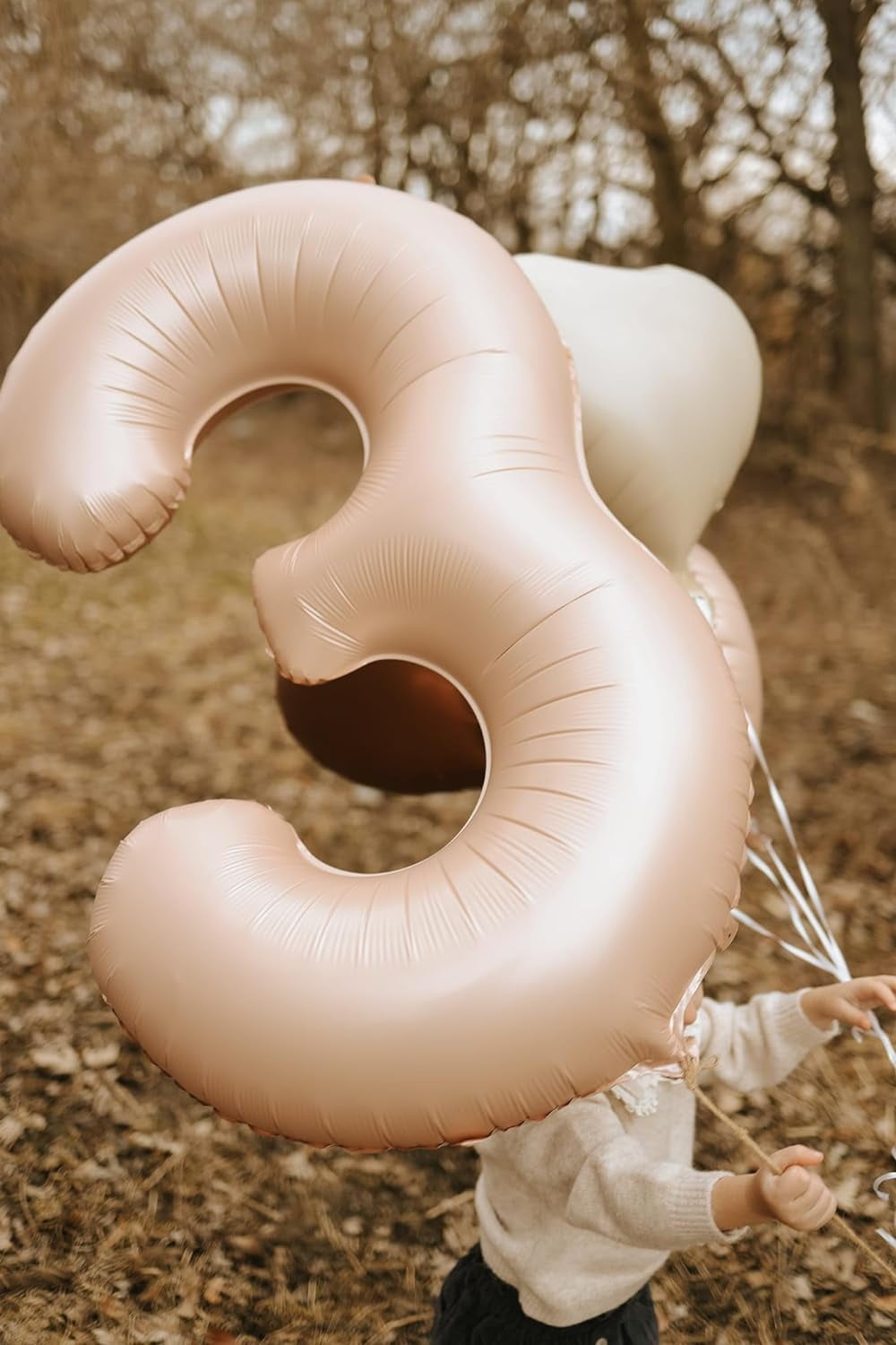 TETOU 40 Inch Cream / Light Brown Number Balloons, Large Big Digit Helium Foil Balloon for Birthday Party