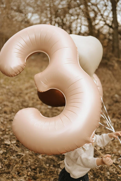TETOU 40 Inch Cream / Light Brown Number Balloons, Large Big Digit Helium Foil Balloon for Birthday Party