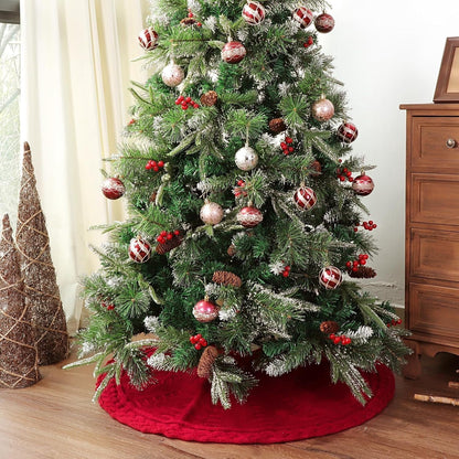 TETOU 36In Knitted Christmas Tree Skirt, Wine Red Tree Skirt, Braided Cable Knit Thick Rustic Christmas Tree Decorations, Farmhouse Christmas Decor Xmas Holiday Home Party Decorations