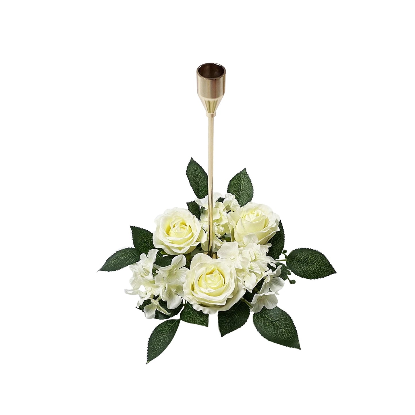 3 Pack Artificial Rose Candle Ring Flower Wreaths for Candlestick Wedding Table Decoration