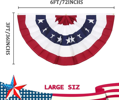 TETOU 4Pcs 3 x 6 Ft American Pleated Fan Flag, USA Patriotic Half Fan Bunting Flag, 4th of July Decorations Flags (Set of 4)