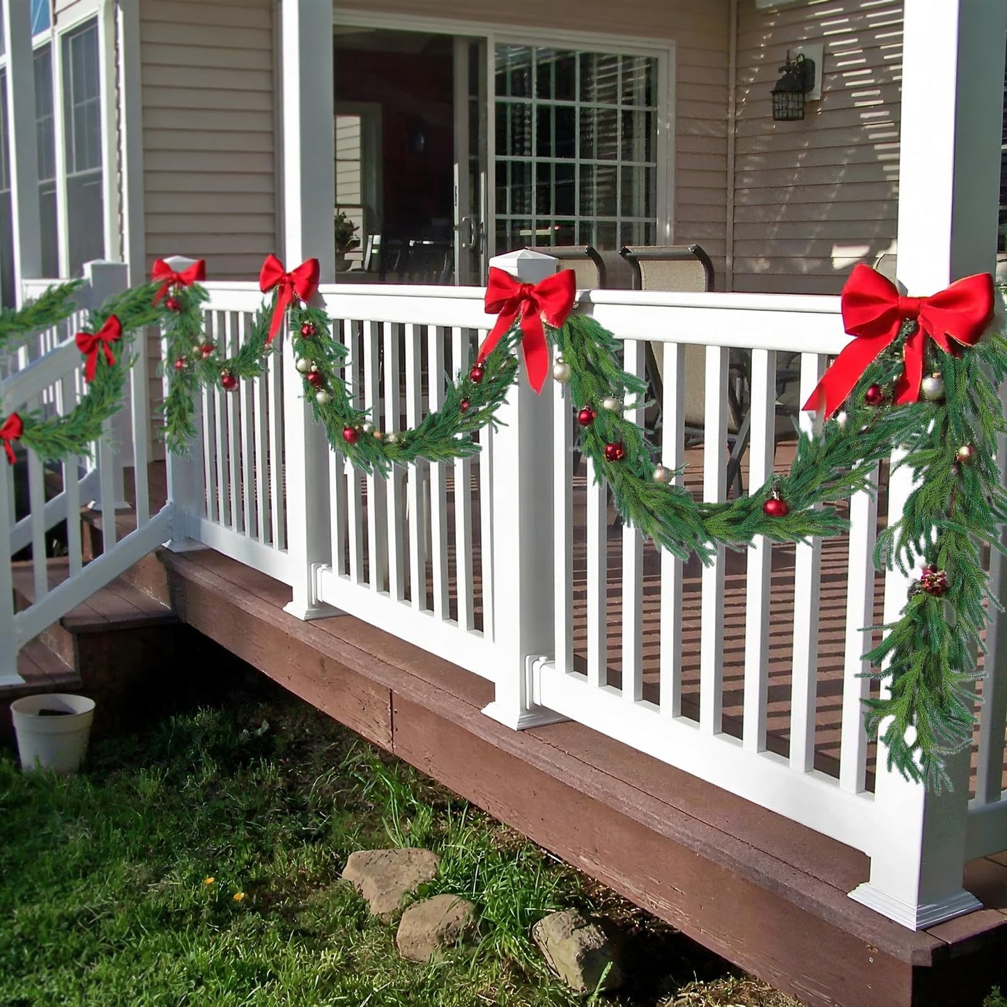 TETOU 2pcs 6ft Christmas Garlands Norfolk Pine Garland Faux Greenery Pine Garland for Christmas Holiday Winter Wall Mantle Fireplace Staircase Indoor Outdoor Decoration