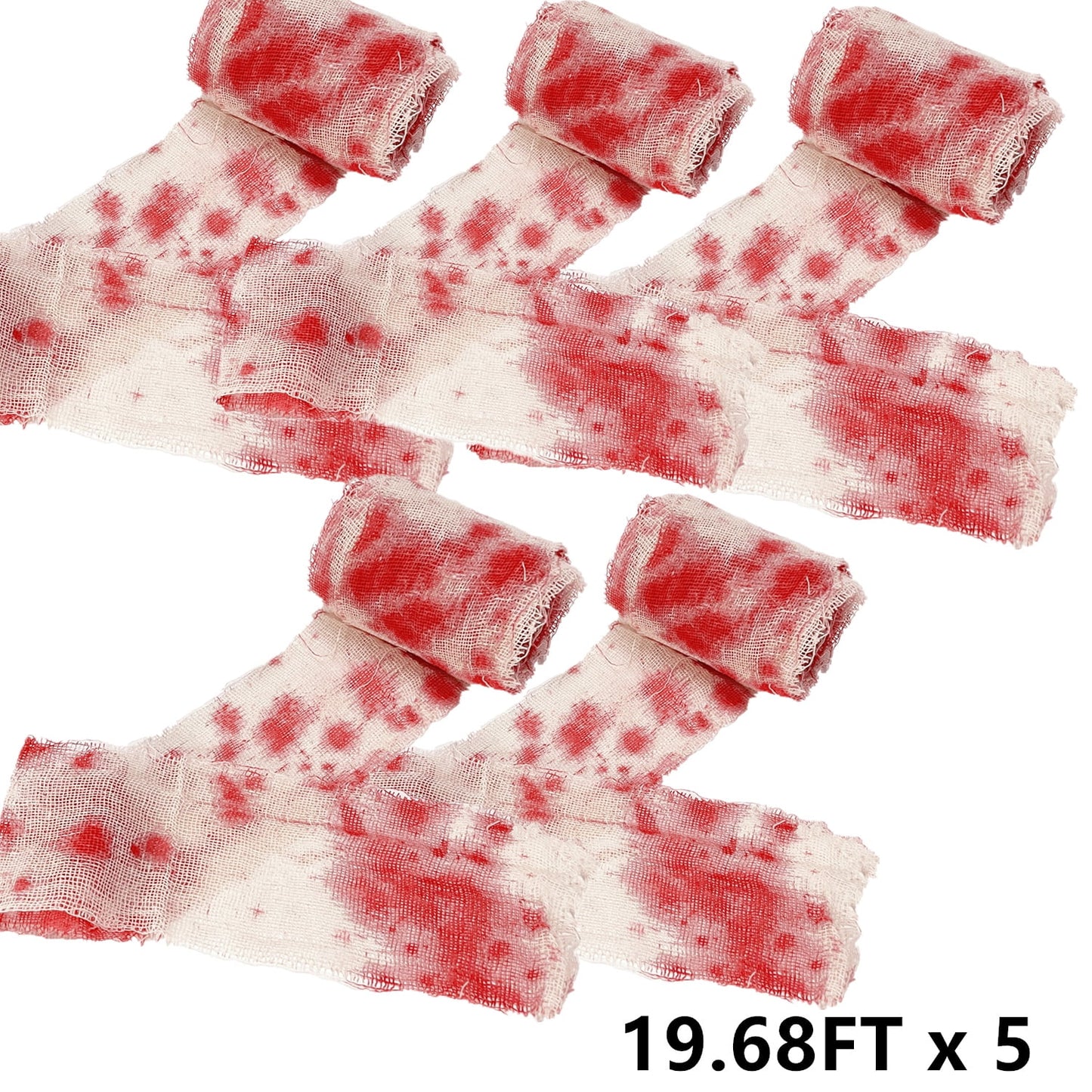 TETOU 5Pcs Hallowe'en Gauze Creepy Cloth, High Quality Yarn Gauze, 98.5 Ft Hallowe'en Strip Decoration Cloth for Halloween DIY Costume Haunted House Decor