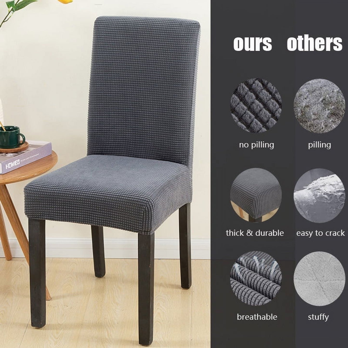 TETOU Waterproof Dining Room Chair Covers Stretch Jacquard Parson Chair Slipcover Chair Protector Restaurant Banquet Supplies