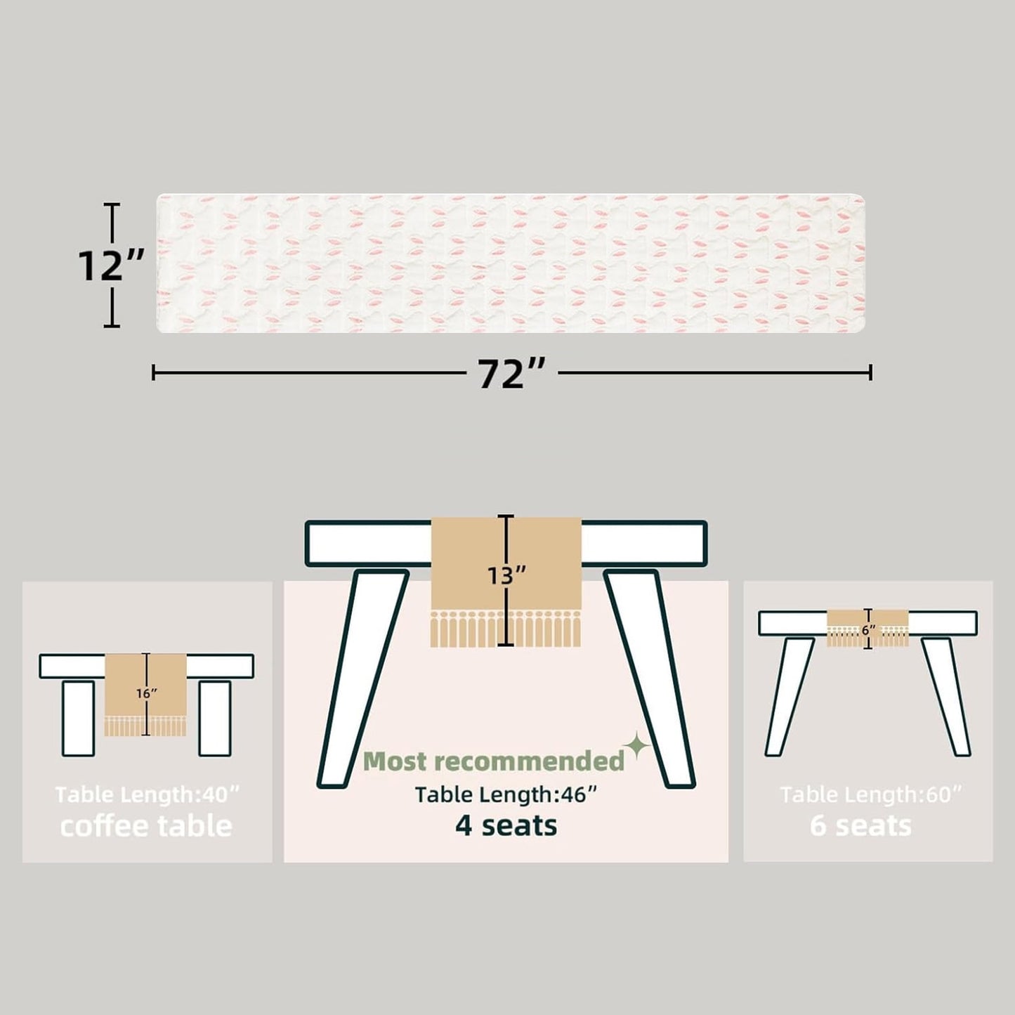 TETOU Easter Bunny Jacquard Table Runner 13x72 Inch Bunny Rabbit Designs Soft Plush Faux Fur Table Decoration for Easter Home Party