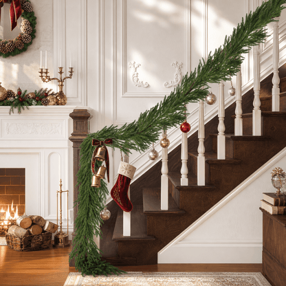 TETOU Christmas Garland Artificial Pine Garland 9FT Faux Greenery for Holiday Mantle Stairway Fireplace Decor