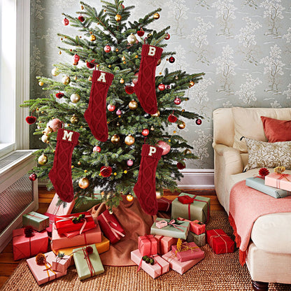 TETOU Christmas Stockings with Initials Letter 18" Stockings for Christmas Decoration - Red L