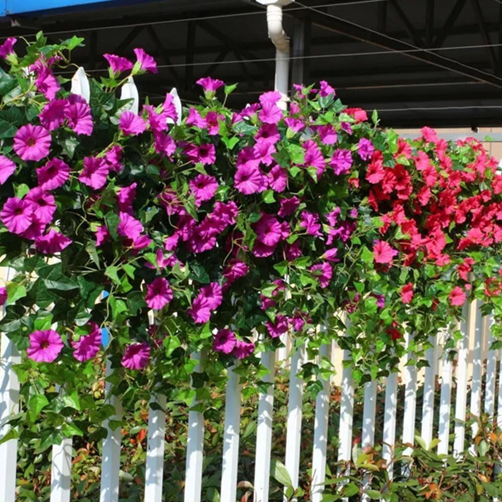 TETOU UV Simulation Artificial Flowers, Artificial Morning Glories, Fade Resistant Fake Hanging Flowers for Outdoors Home Porch Garden Patio Decoration