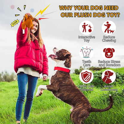 Creative Roast Chicken Shape Plush Dog Toys Food Shape Chew Toys Squeaky Toys for Dogs and Cats