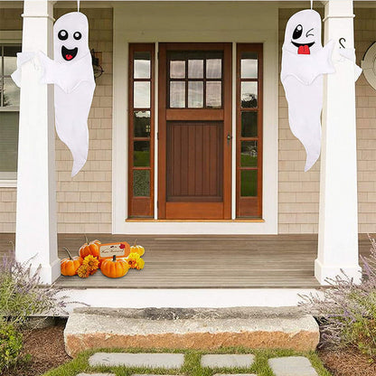 TETOU 2pcs Hanging Ghost Lighted Hallowmas Tree Hugger Friendly Spooky Lighted Ghost for Outdoor Yard Party Halloween Decor