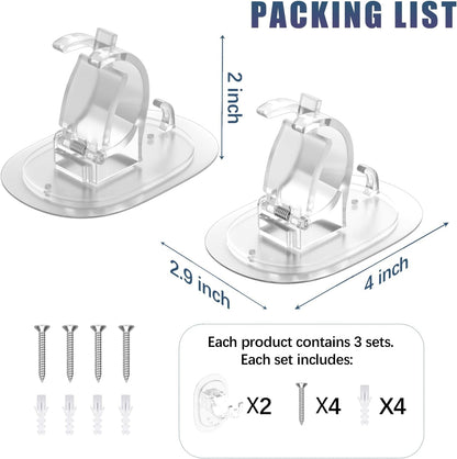 TETOU 2Pcs No Drill Curtain Rod Brackets, Self Adhesive Curtain Rod Holder, Rod Hooks Nail Free Curtain Hangers for Bathroom Bedroom Livingroom Kitchen Apartment - Transparent