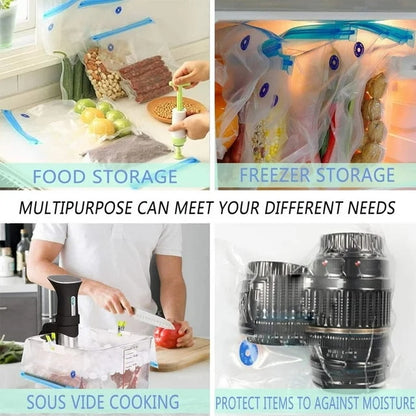 TETOU 20Pcs Sous Vide Bags with Pump 13.4"*10.2" Large Reusable Vacuum Freezer Food Storage Bags Set