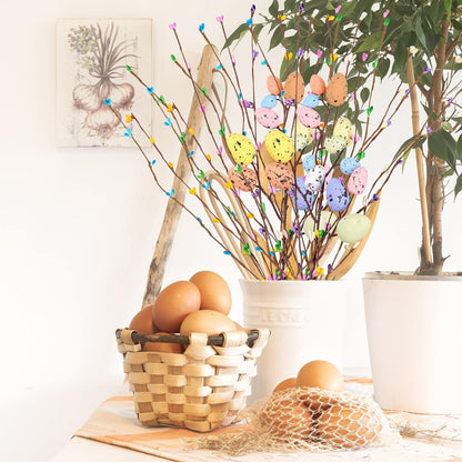 TETOU 13 Pcs Artificial Easter Spray Vine,Pastel Easter Eggs and Berries Twig Branches Decorative Spring Floral Stems for Spring Easter Party Home Floral Arrangement-Centerpiece Wreath Decoration