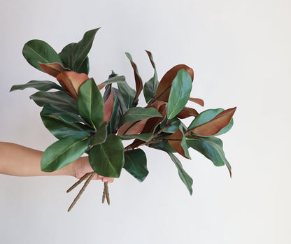 TETOU 3 Pcs Artificial Magnolia Leaves Branches, 21.7" Fake Magnolia Greenery Stems Faux Plants for Outdoor Indoor Table Home Vase Filling Party Wedding Christmas Decorations