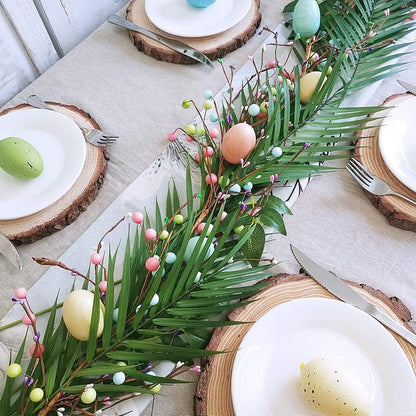 TETOU 8Pcs Artificial Palm Leaves, Stems Greenery Tropical Palm Tree Leaves Plants, Faux Monstera Leaves for Palm Sunday Floral Arrangement Hawaiian Luau Jungle Beach Wedding Party