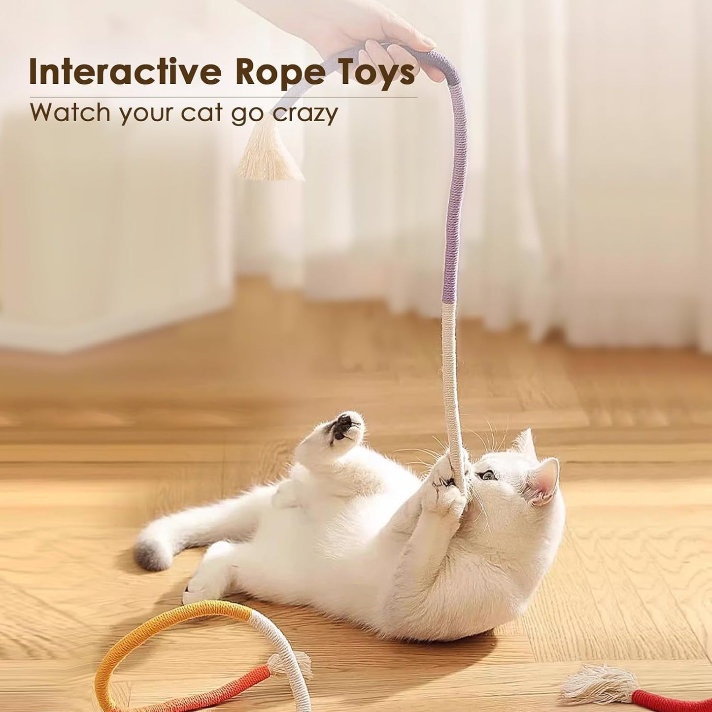 TETOU 3pcs Cotton Rope Cat Toys, Handmade Pet Chew Interactive Teething Catnip Rope Toys for Indoor Cats Teeth Cleaning