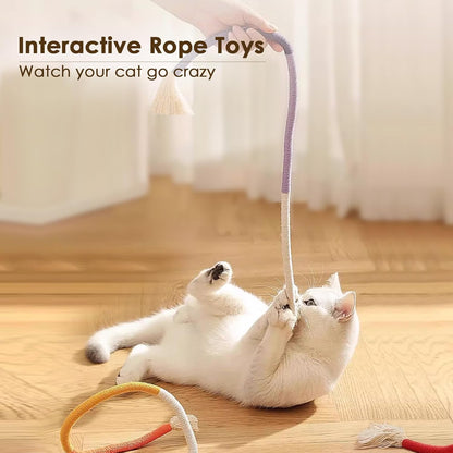 TETOU 3pcs Cotton Rope Cat Toys, Handmade Pet Chew Interactive Teething Catnip Rope Toys for Indoor Cats Teeth Cleaning