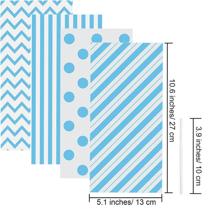 TETOU 50pcs Candy Treat Bags Plastic Cellophane Bags Goodie Bag with Twist Ties for Snack Packing Party Favor Supplies