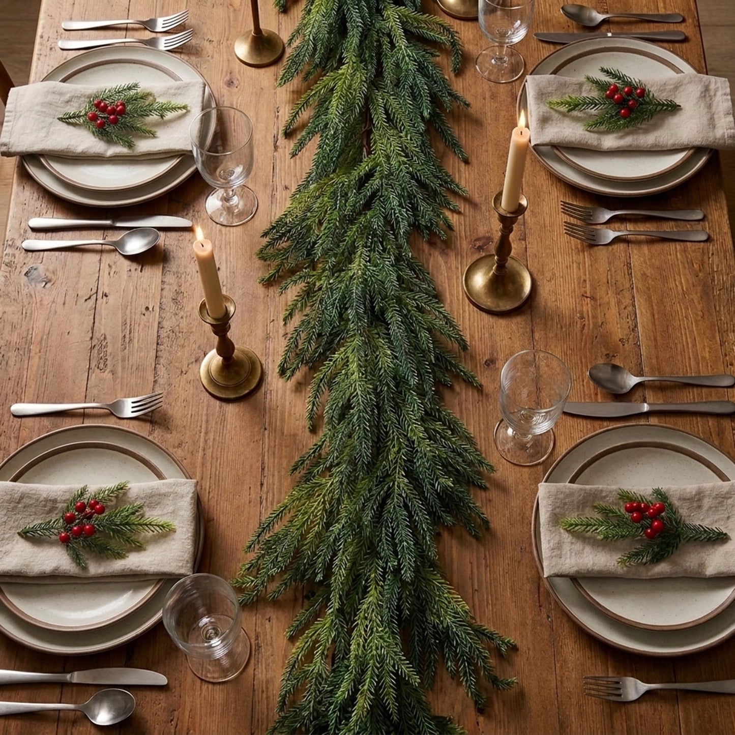 TETOU Christmas Garland Artificial Pine Garland 9FT Faux Greenery for Holiday Mantle Stairway Fireplace Decor