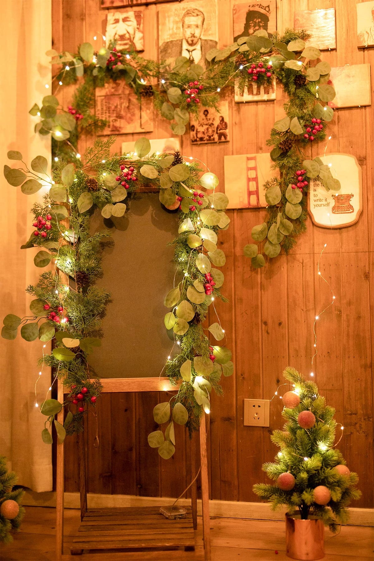 TETOU 6.3ft 2025 Upgraded Christmas Garland Artificial Pine Cypress Eucalyptus Berries Greenery Garland Holiday Decor