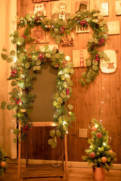 TETOU 6.3ft 2025 Upgraded Christmas Garland Artificial Pine Cypress Eucalyptus Berries Greenery Garland Holiday Decor