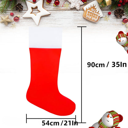 TETOU 35" Jumbo Felt Christmas Stocking Oversized Giant Stocking for Kids Gift Family Party Decor - Red