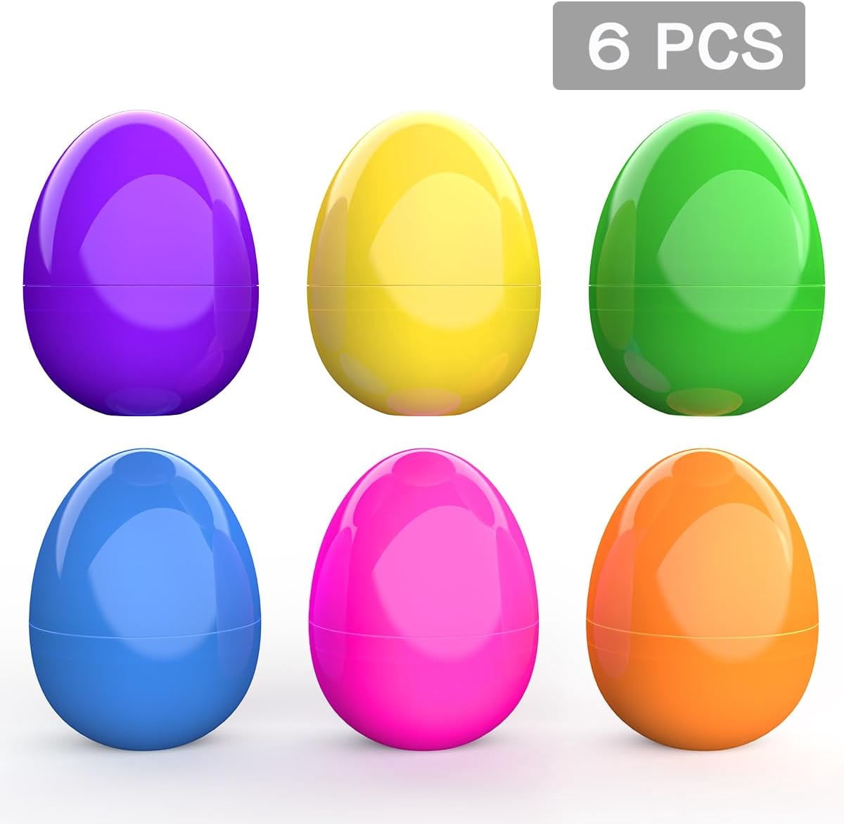 TETOU 6/12pcs Jumbo Filable Easter Eggs,6" Plastic Bright Color Giant  Easter Egg for Easter Egg Hunt Surprise Egg Party Supplies