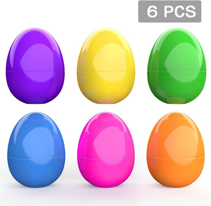 TETOU 6/12pcs Jumbo Filable Easter Eggs,6" Plastic Bright Color Giant  Easter Egg for Easter Egg Hunt Surprise Egg Party Supplies